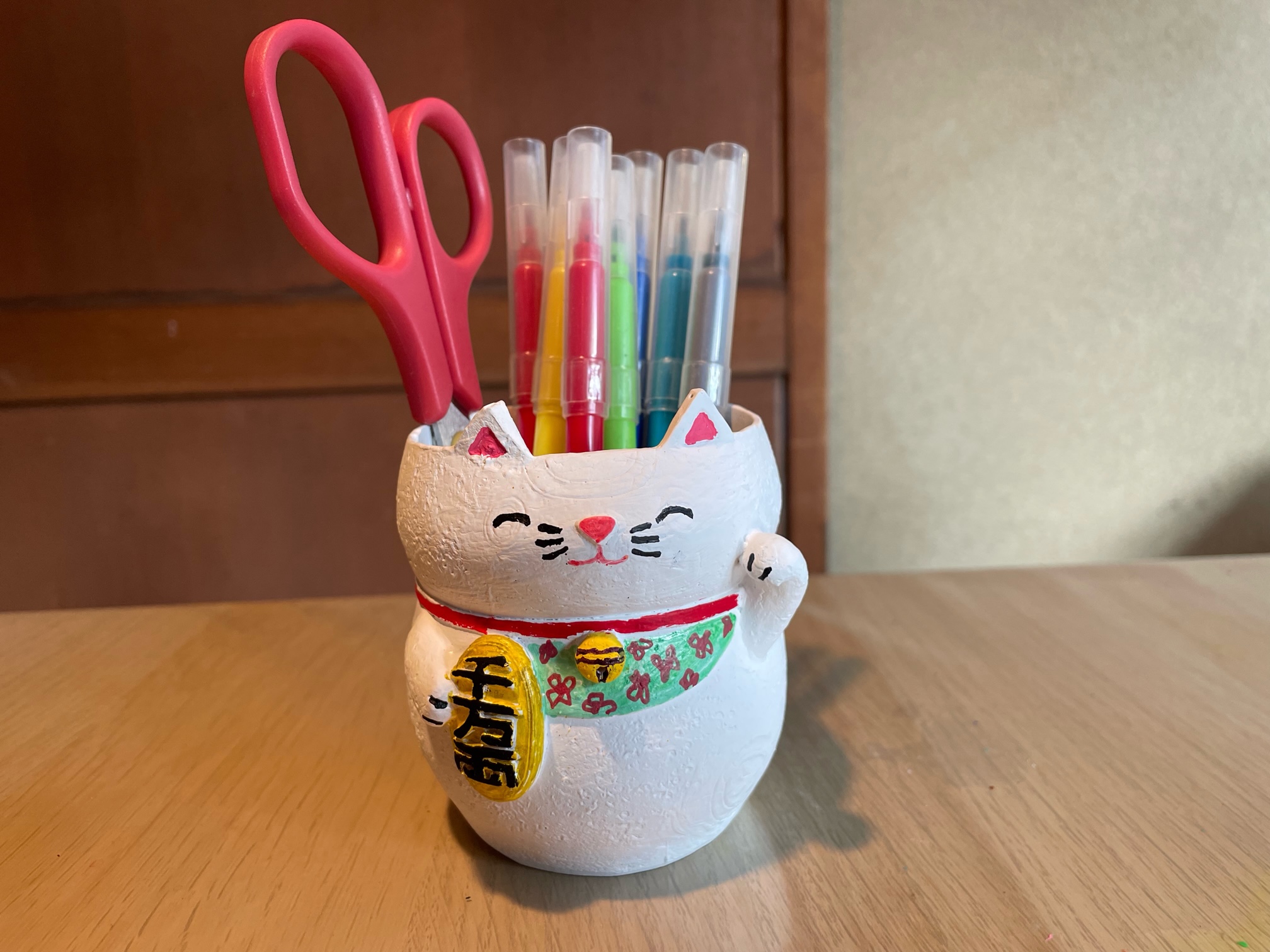 縁起がよい【招き猫ポット・だるまポットの絵付け】